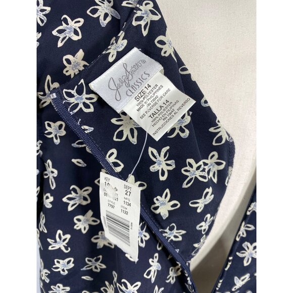 Jaclyn Smith classics dark navy blue fit & flare dress summer office. 14 - Picture 6 of 6